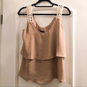 Tan lace strap tank top